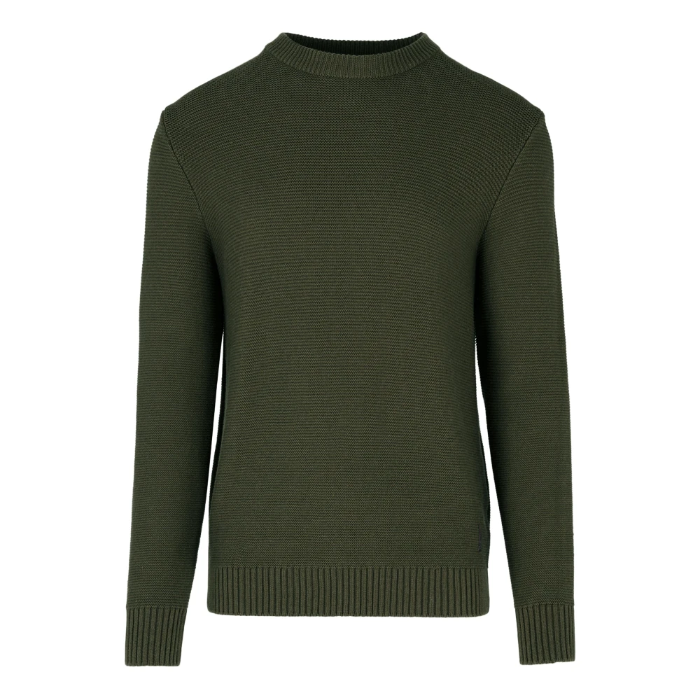 Bomboogie Men's Green Ribbed Knit Crew Neck Jumper - Round-Neck Knitwear - Xl - Knitwear