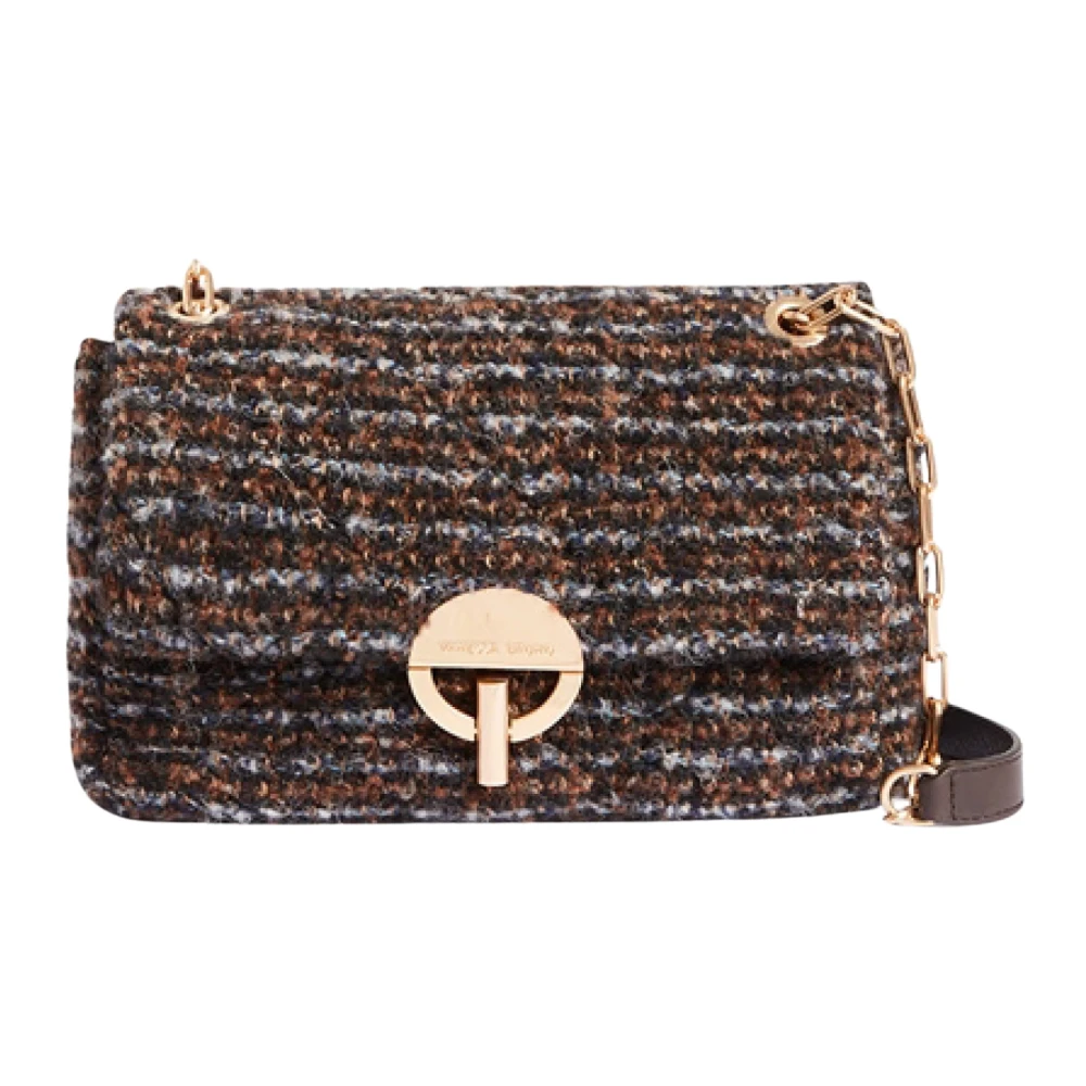 Vanessa Bruno Tweed Moon Clutch Väska Brown, Dam