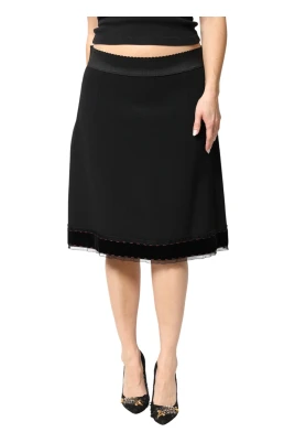 Mid Waist A-line Knee Length Skirt