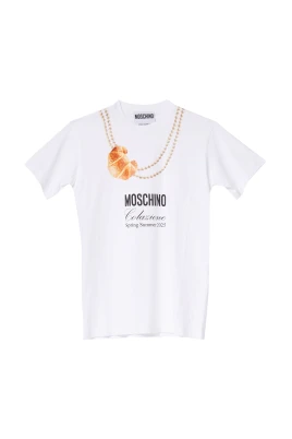 Croissant Print Vit Kortärmad T-shirt
