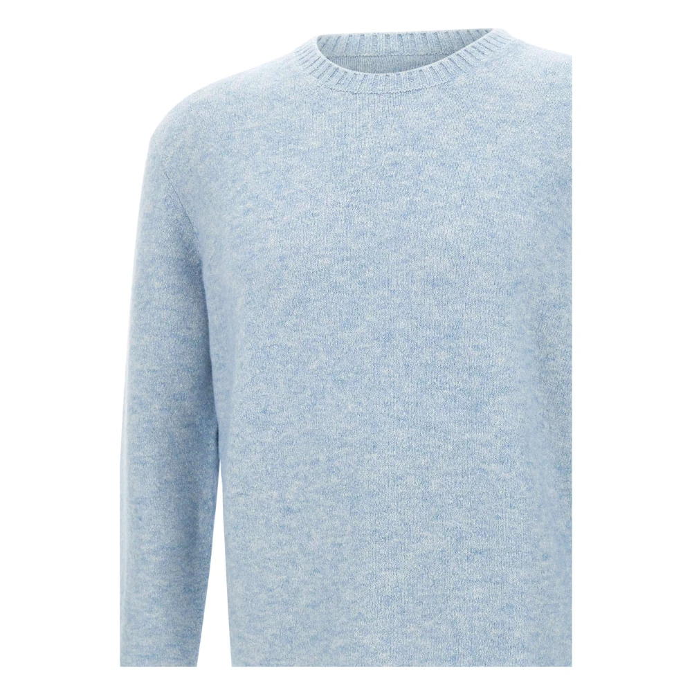Kangra Blauwe Wollen Trui Ronde Hals Blue Heren