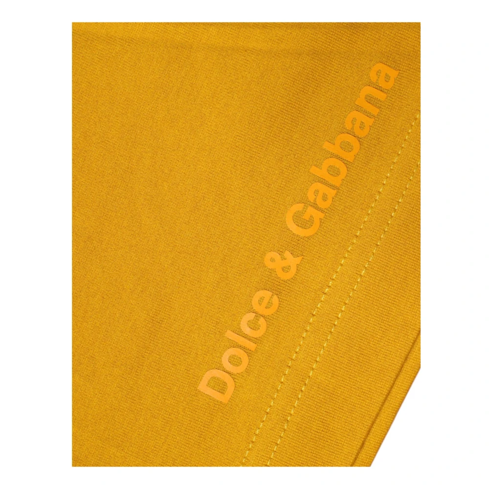 Dolce & Gabbana Donkergele Logo Crew Neck T-shirt Yellow Heren