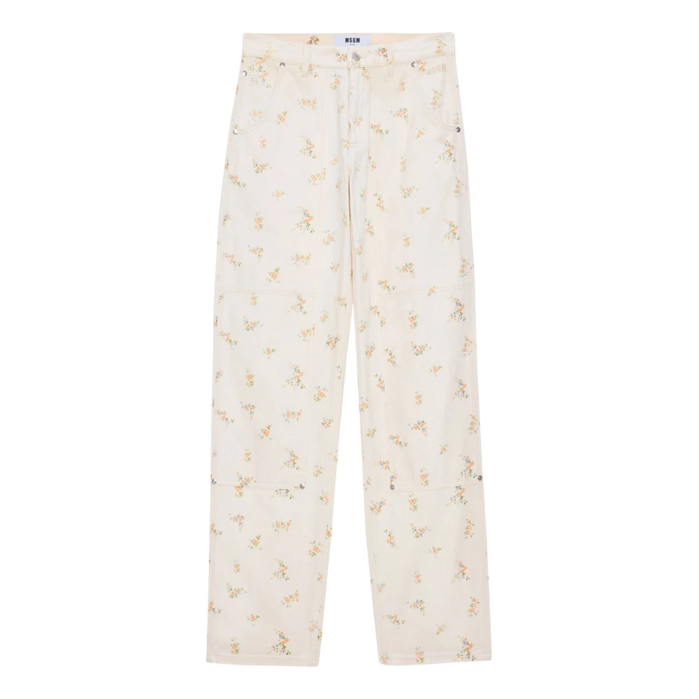 Msgm Women's White Straight Trousers