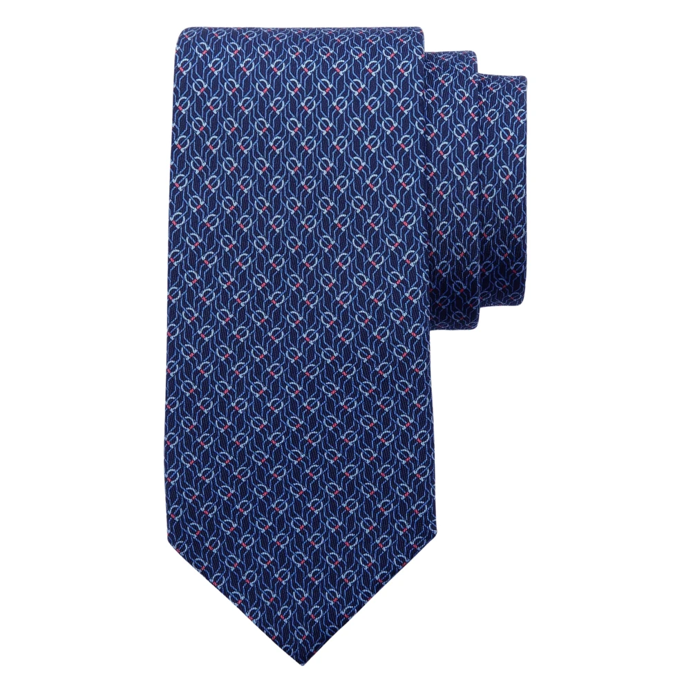 Ferragamo Herren Blau Seidenkrawatte Mit Tetris-Print - Bild 3