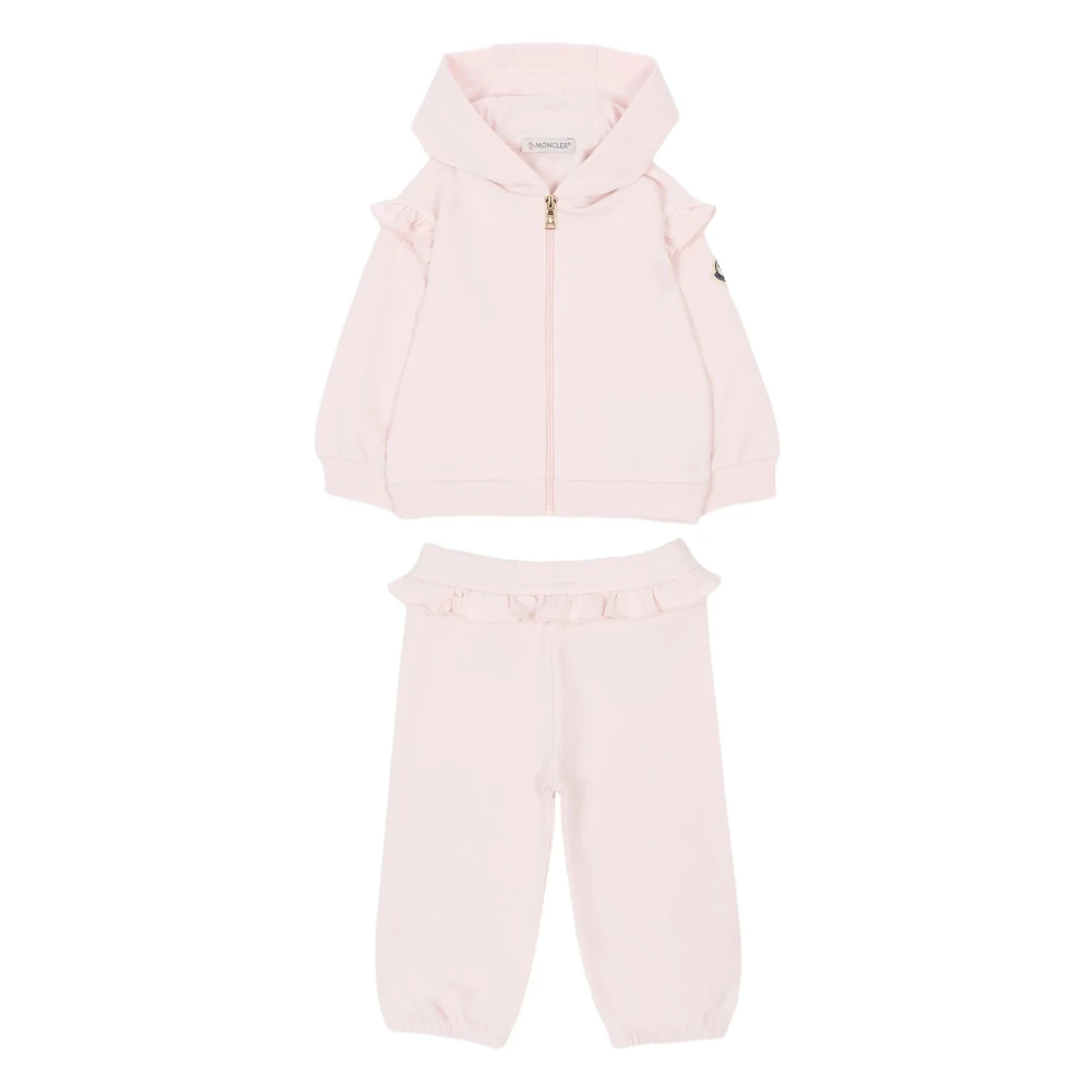 Moncler , Kids Sport Sets, Unisex, Pink, 2 Y, Stretch Cotton Hooded Sweatshirt And Trousers Set