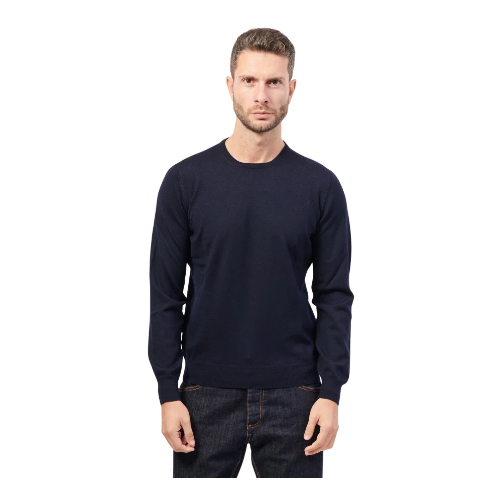 Gran Sasso Blauwe Merino Sweater Fashion Fit Blue Heren