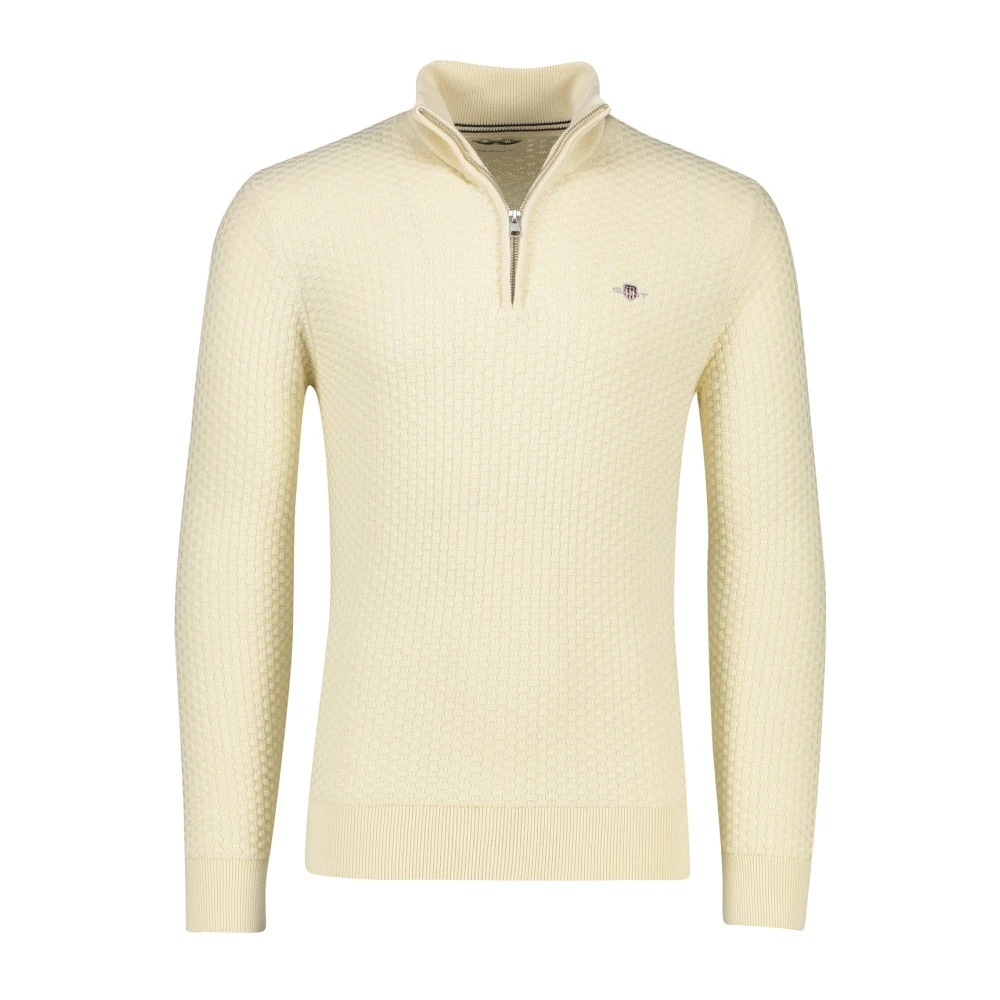 Gant Ecru half zip sweater Beige Heren