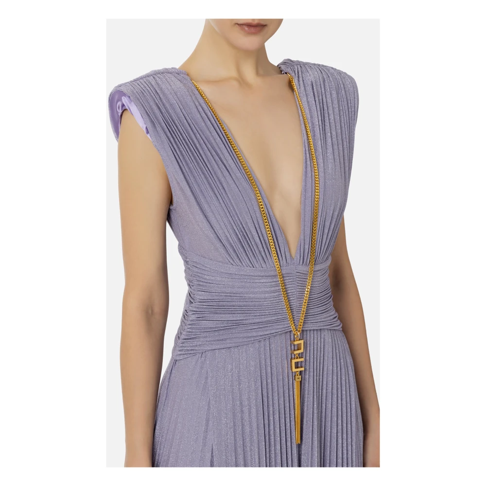 Elisabetta Franchi Lila Lurex Jersey Rode Loper Jurk Purple Dames