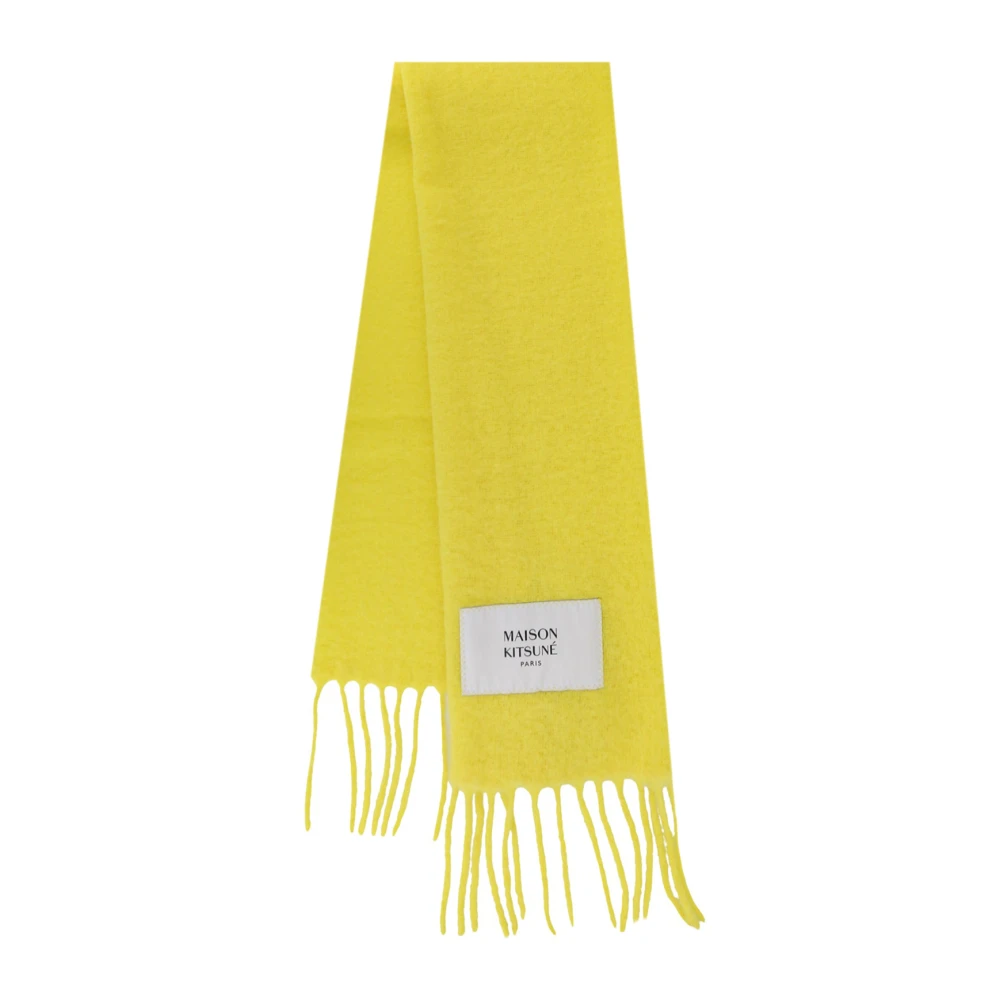 Maison Kitsuné Gele Sjaal met Geborduurd Logo Yellow Dames