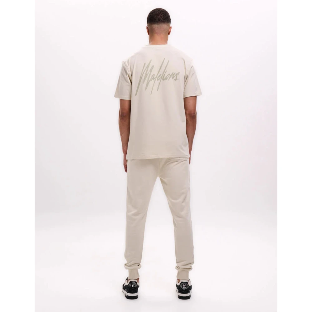 Malelions Gestreept Signature T-shirt in Beige Herenlions Beige Heren