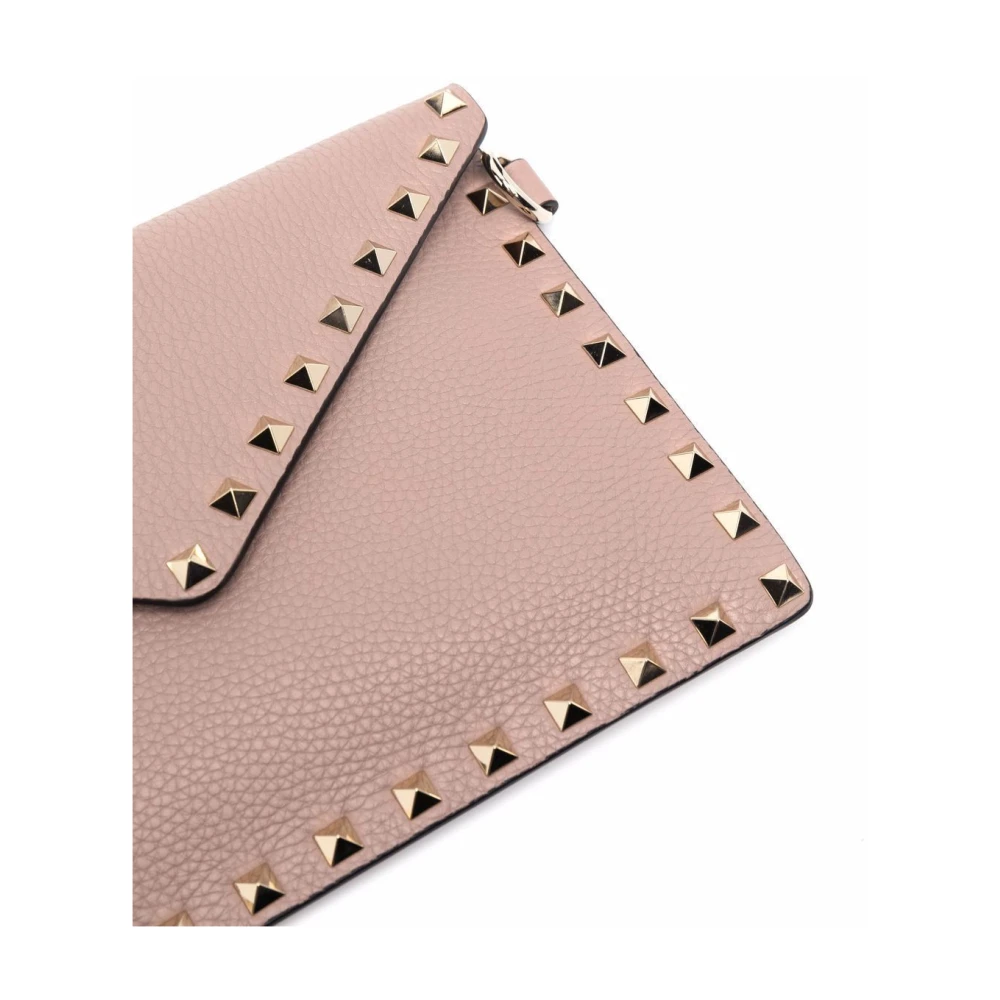 Valentino Garavani Roze leren studded clutch tas Pink Dames