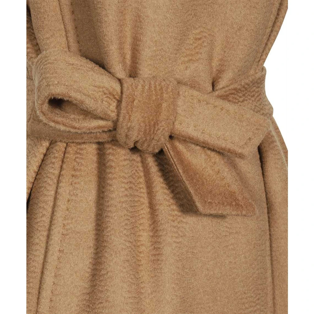 Max Mara Kameelwollen Mouwloze Jas met Klassieke Kraag Brown Dames