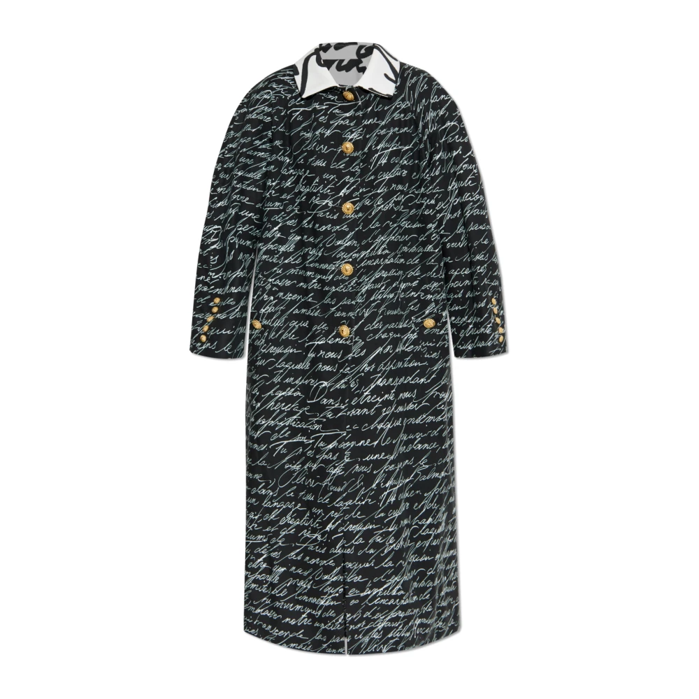 Balmain Lange omkeerbare jas met 'Liefdesbrief' print White Dames