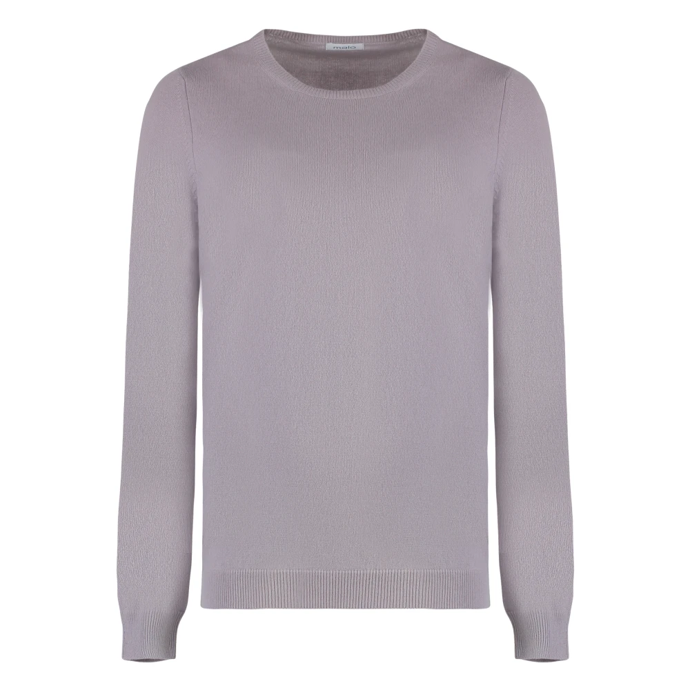 Malo Luxe Cashmere Sweater Ribgebreide Randen Purple Dames