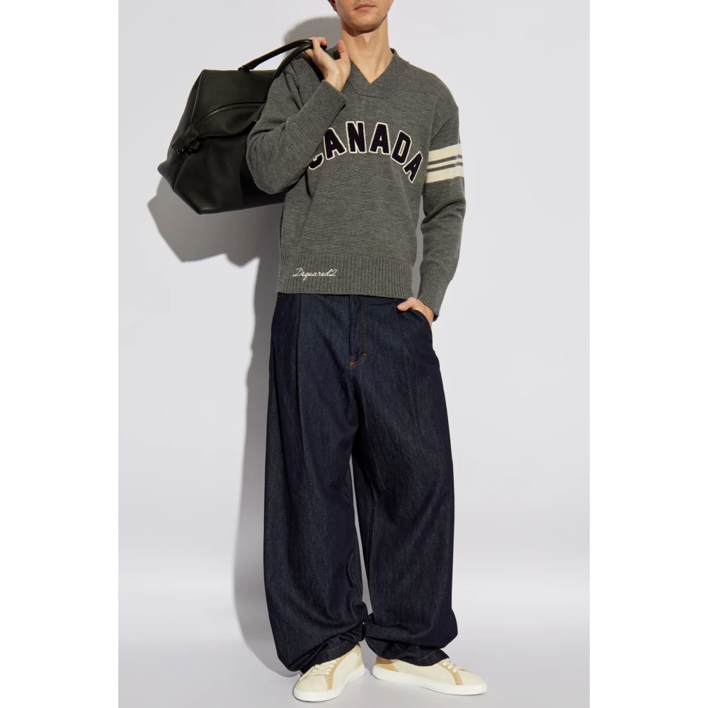 Dsquared2 V-hals trui Gray Heren
