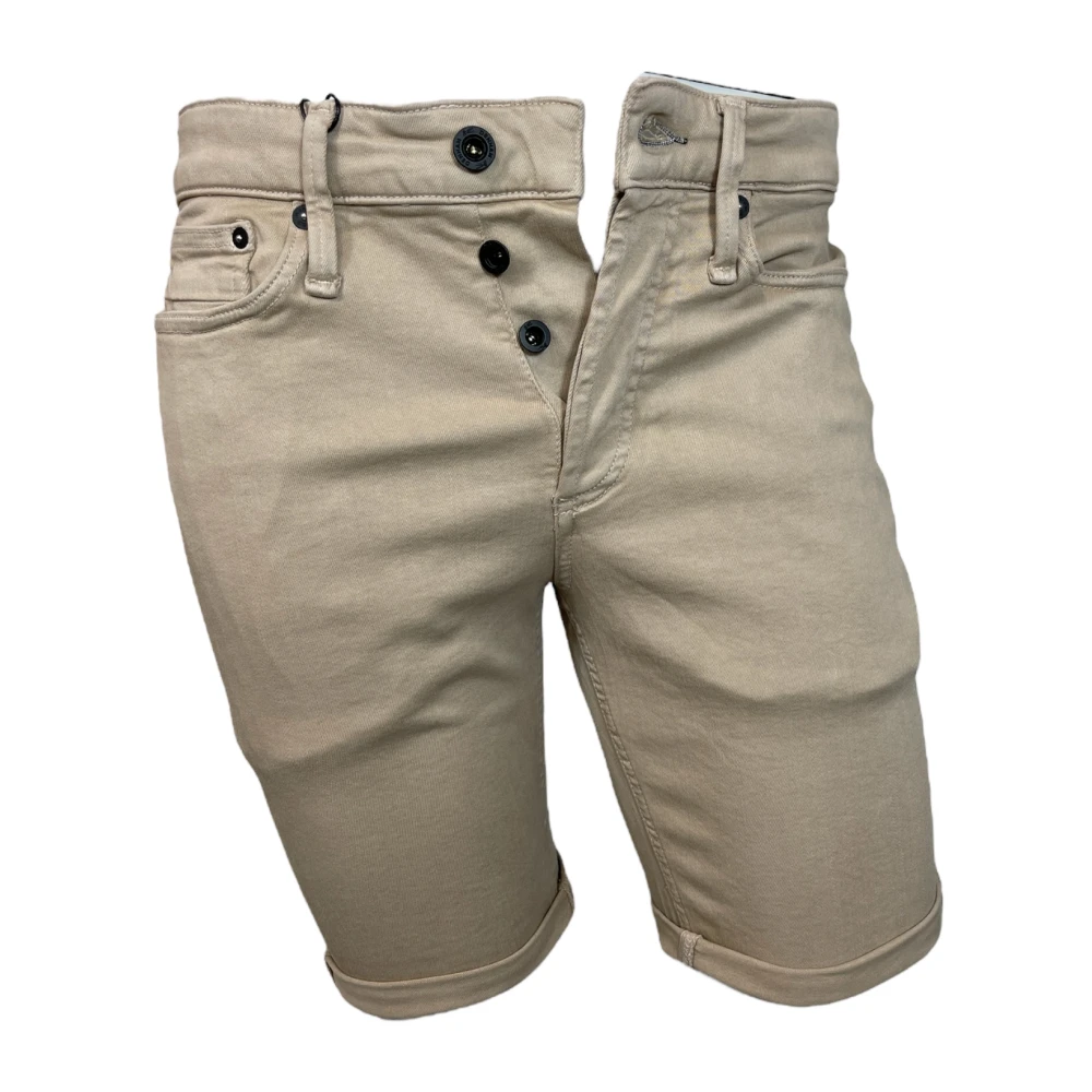 Denham Slim Fit Knoopsluiting Shorts Stretch Denim Beige Heren
