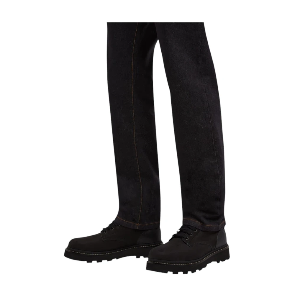 Moncler Zwarte leren wandelschoenen Black Heren