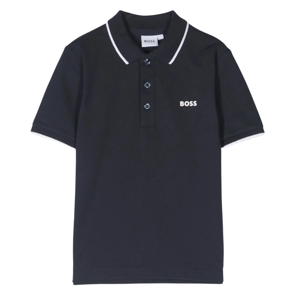 Hugo Boys Blue Logo Print Polo Shirt - Kids Short Sleeve T-Shirts - 4 Y - Kids