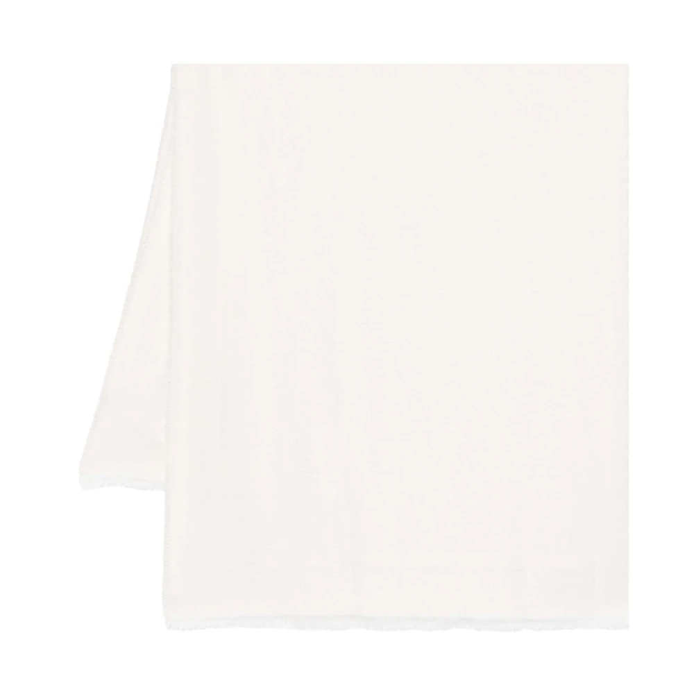 Elisabetta Franchi Stijlvol Logo Jacquard Raffelsjaal White Dames