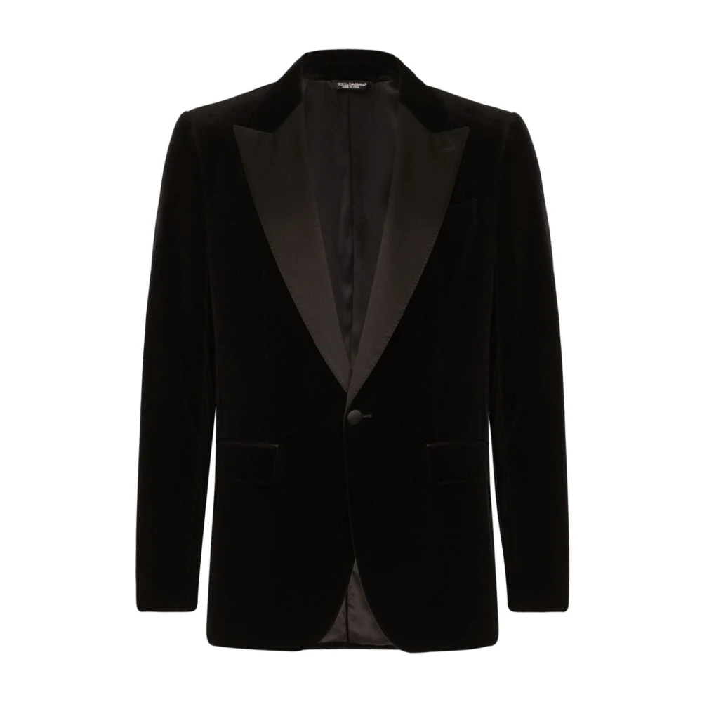 Dolce & Gabbana Zwart Fluweel Blazer Elegant Herenjasje Black Heren