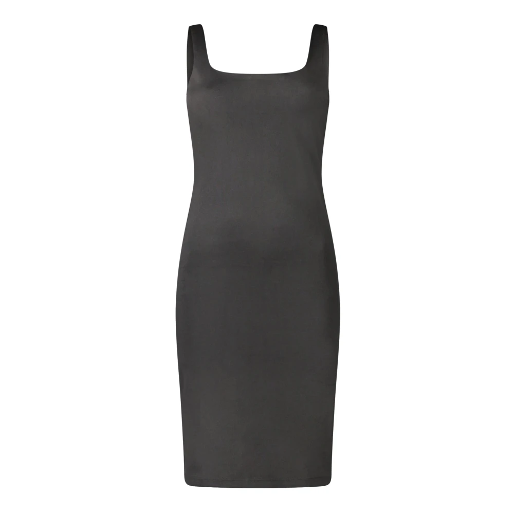 Guess Korte Zwarte Jurk Boothals Logo Black Dames