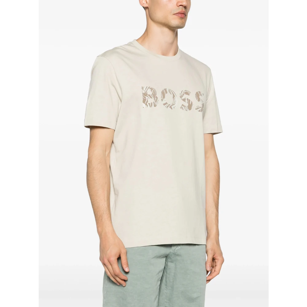 Hugo Boss Ocean T-shirt 100% Katoen Designers Code Beige Heren