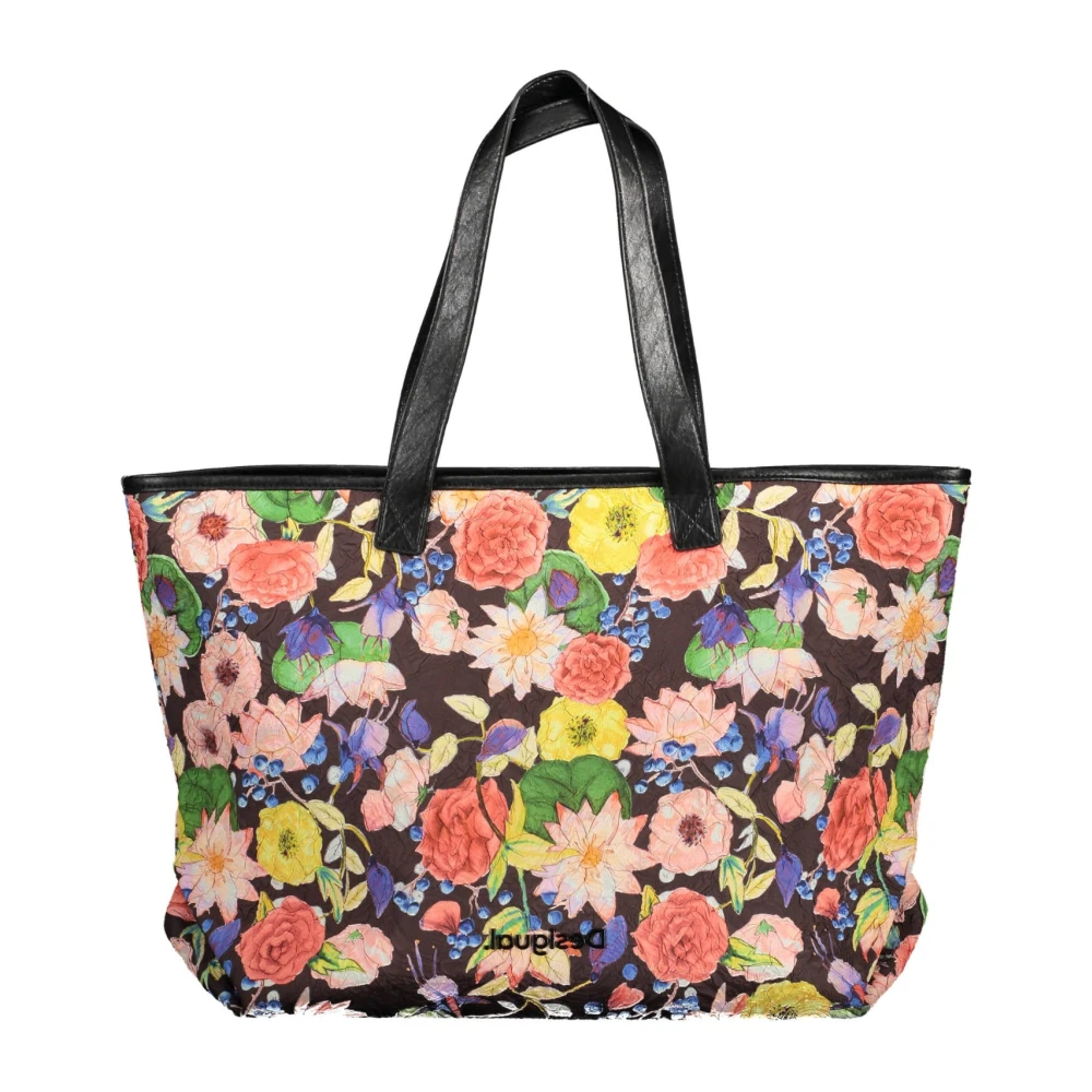Desigual Donna Multicolor Borsa Nera Da Con Pochette Rimovibile