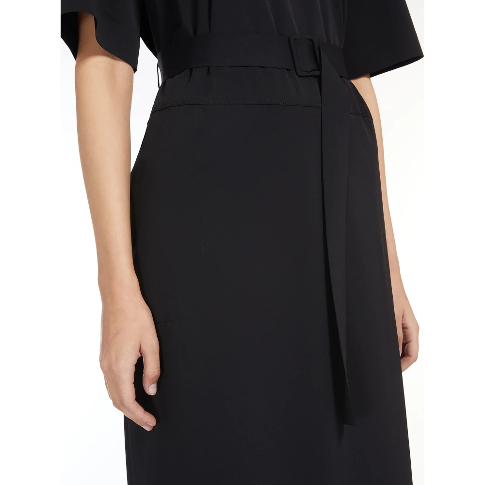Max Mara Zwarte midi-jurk met lange mouwen Black Dames