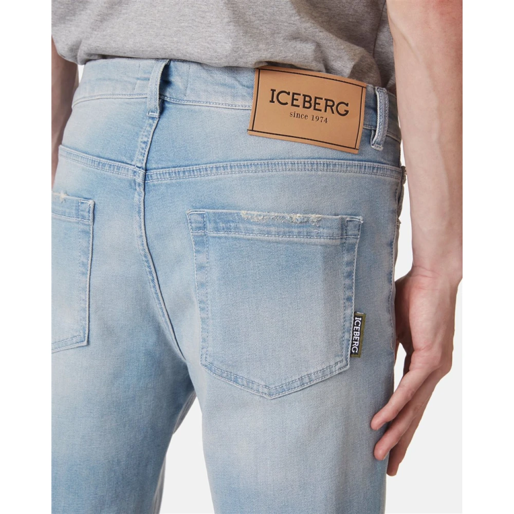 Iceberg Logo Slim Fit Jeans Blue Heren