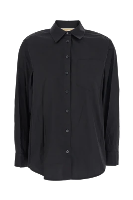 Svart Poplin Button Down Skjorta