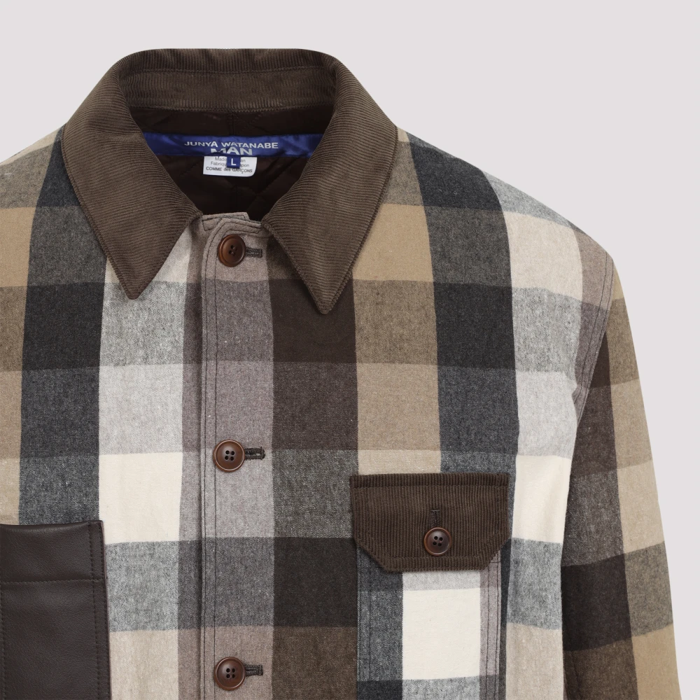 Junya Watanabe Zwart Geruite Leren Jas Multicolor Heren