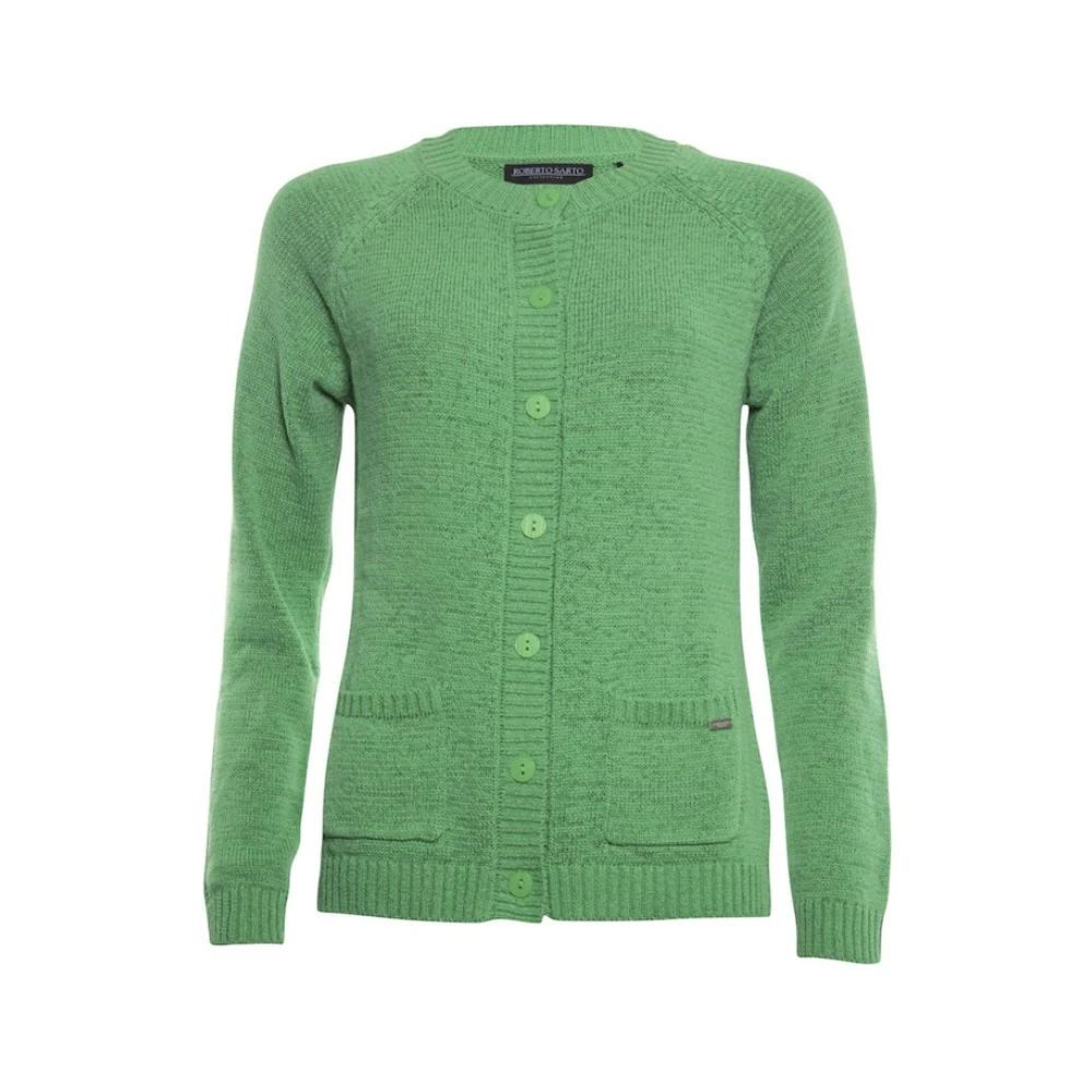 Roberto sarto Groene Cardigan O-Hals Green Heren