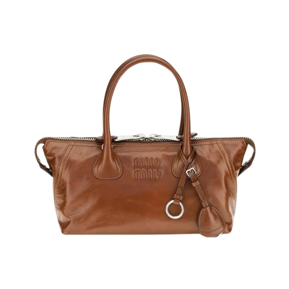 Miu Miu Women's Brown Glossy Rosewood Leather Top-Handle Bag - Image 2
