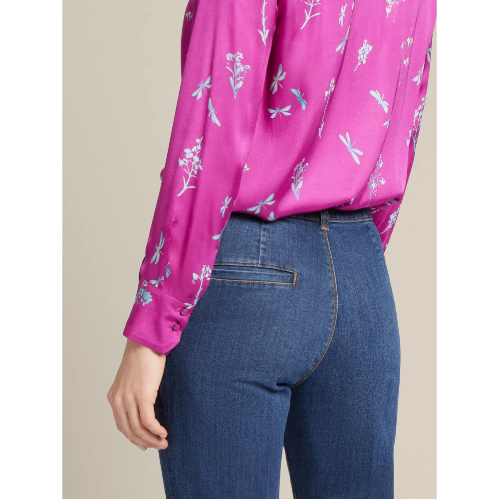 Elena Mirò Bloemen Viscose Ecovero Shirt Pink Dames