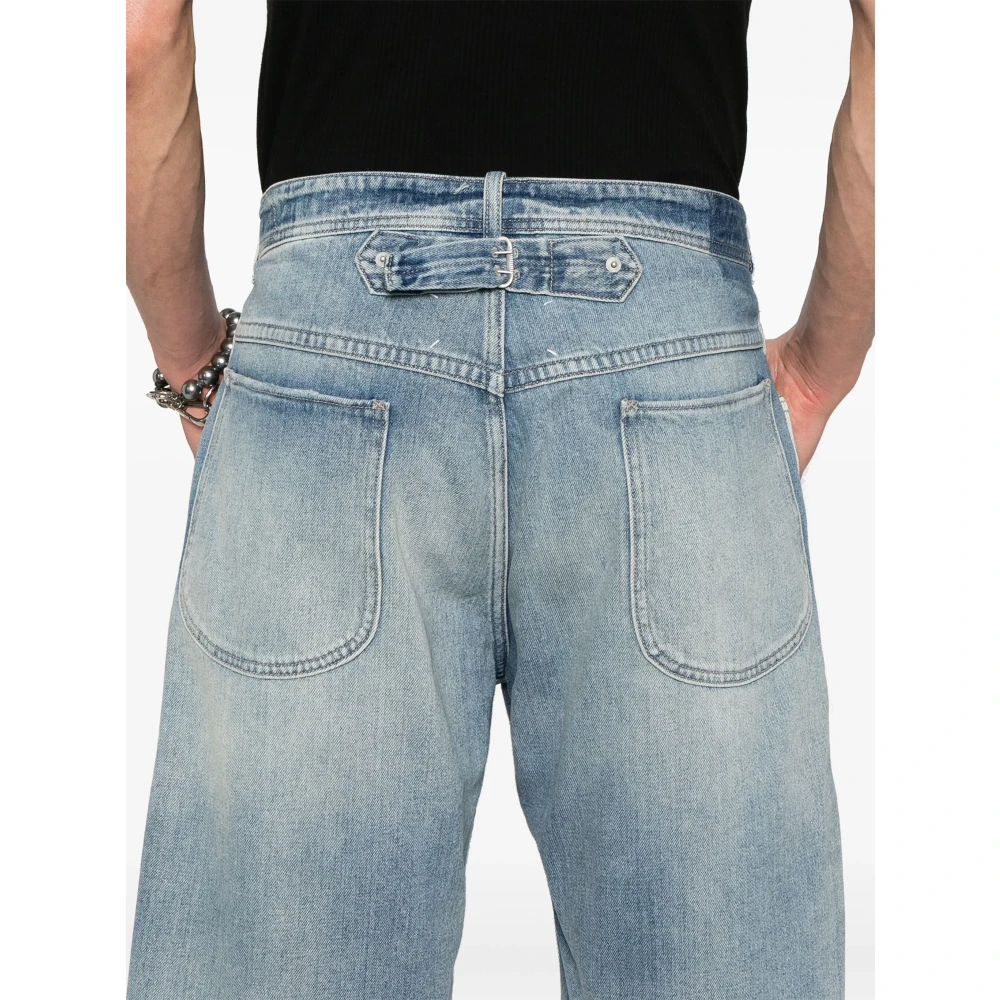 Maison Margiela Blauwe Katoenen Shorts Rechte Pijp Blue Heren