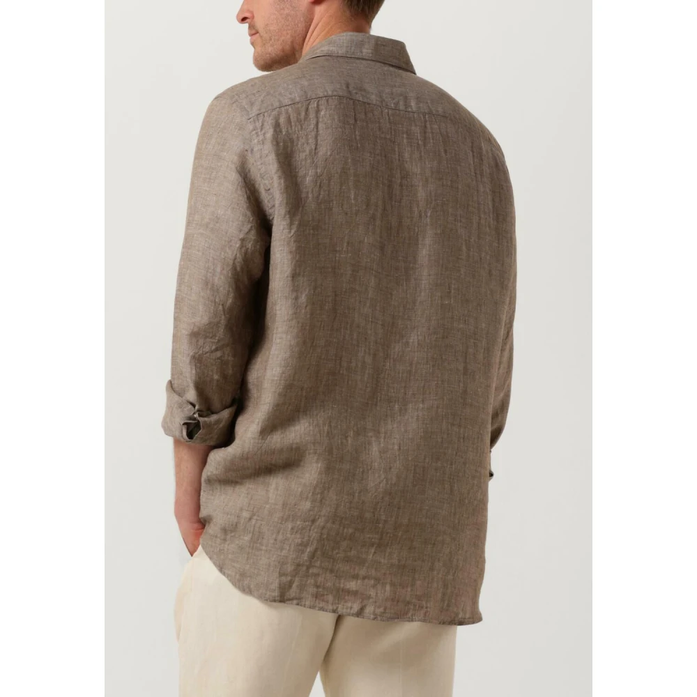 Profuomo Linnen X-Cutaway Overhemd Bruin Brown Heren