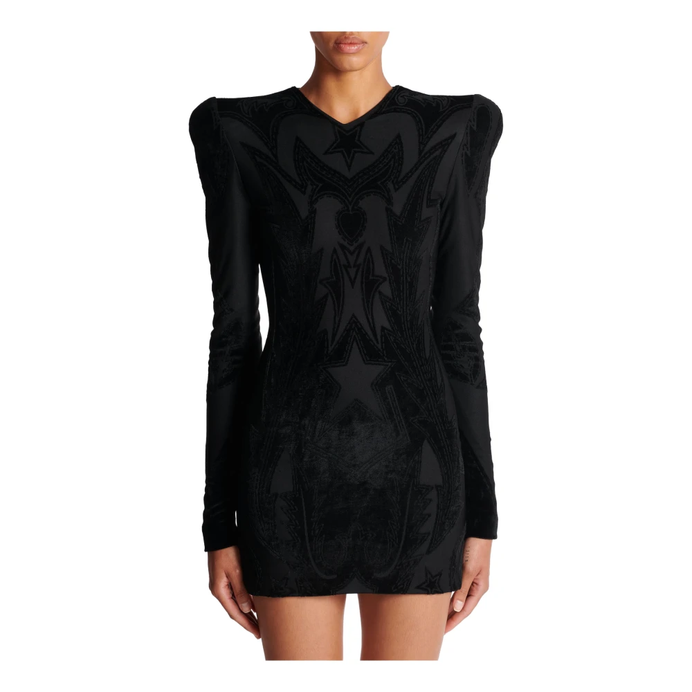 Balmain Jersey Korte Jurk Black Dames
