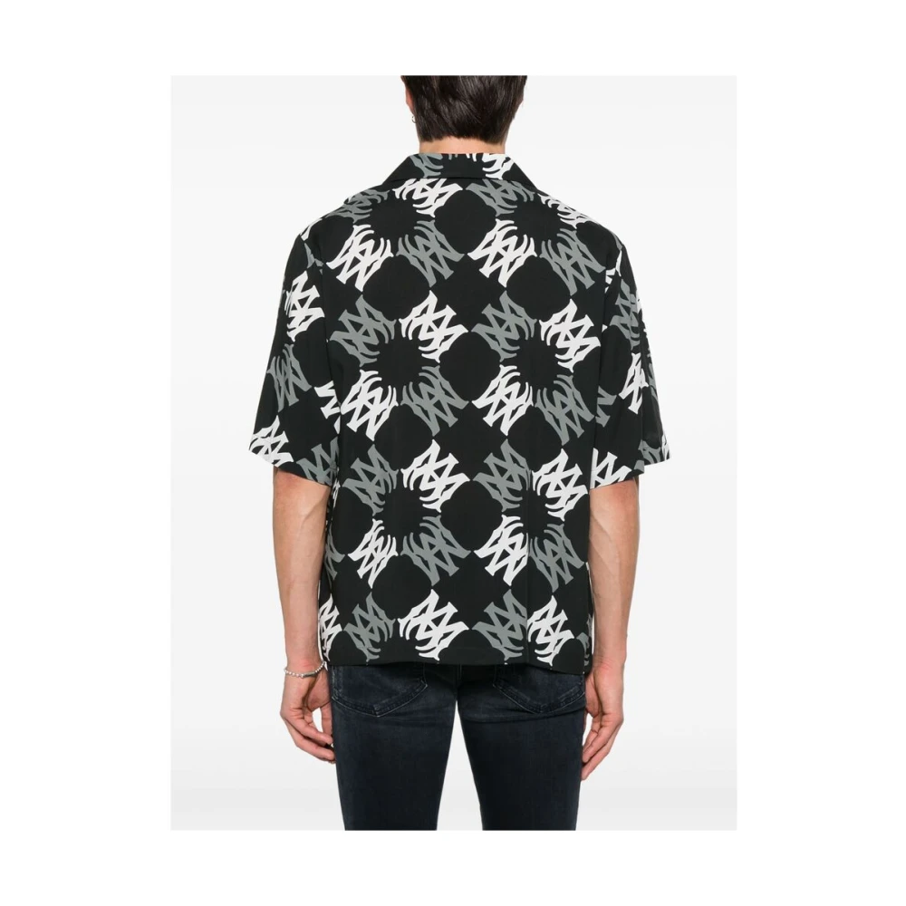 Amiri Camp Collar Korte Mouw Overhemd Black Heren