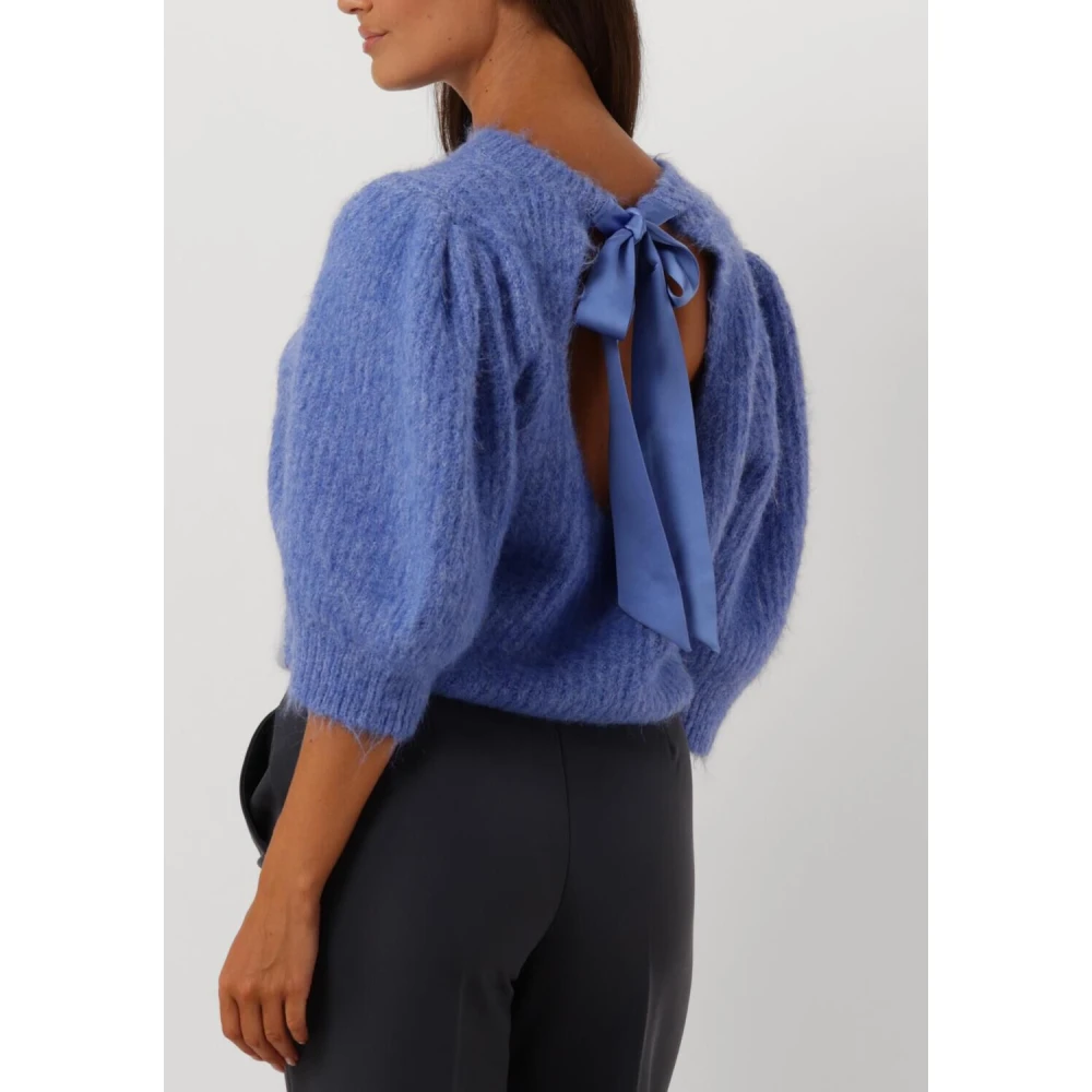 Co'Couture Blauwe Bow Rib Gebreide Trui Blue Dames