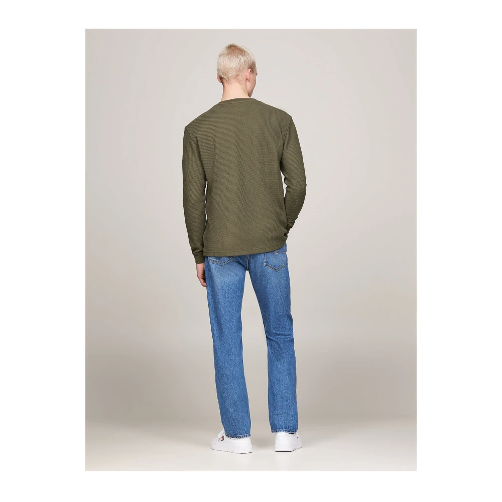 Tommy Jeans Groene Alveolaire Katoenen Longsleeve T-shirt Green Heren