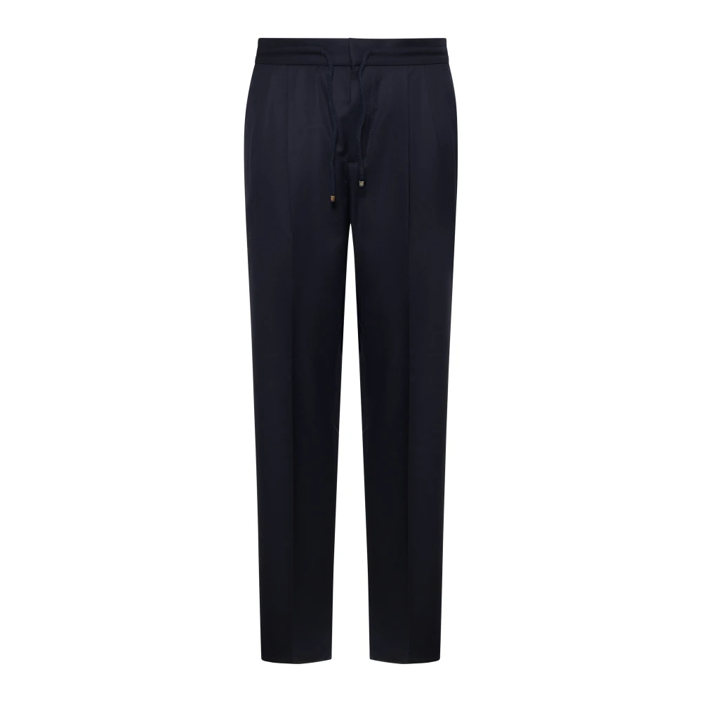 Brunello Cucinelli Men's Blue Wool Trousers - Sweatpants - L - Trousers