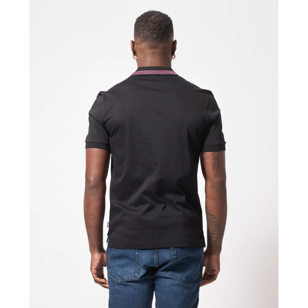 Hugo Boss Slim Fit Gekamd Katoenen Poloshirt Black Heren