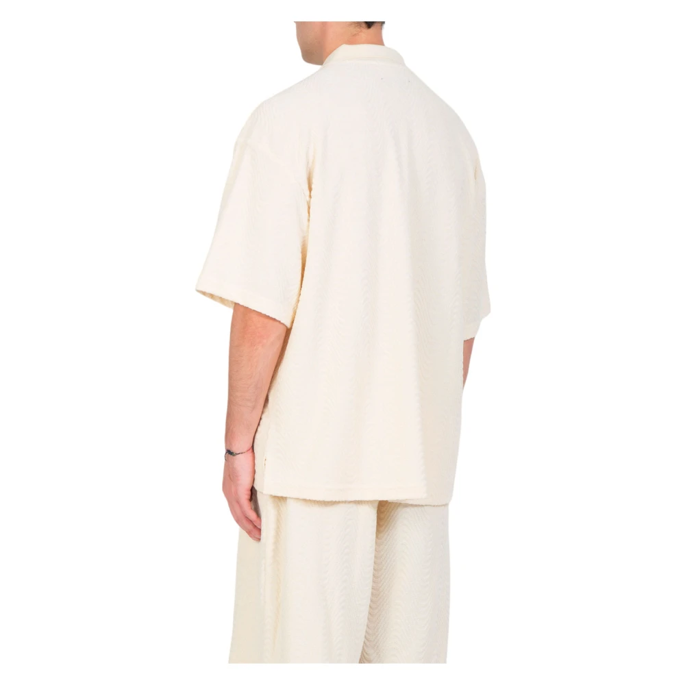 Pleasures Boxy Polo Shirt in Off White Heren