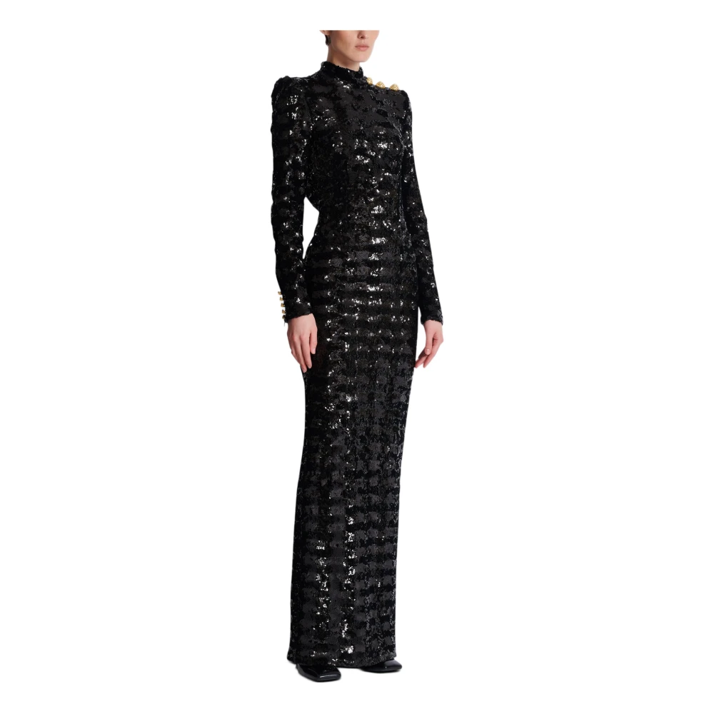 Balmain Lange paillettenjurk Black Dames