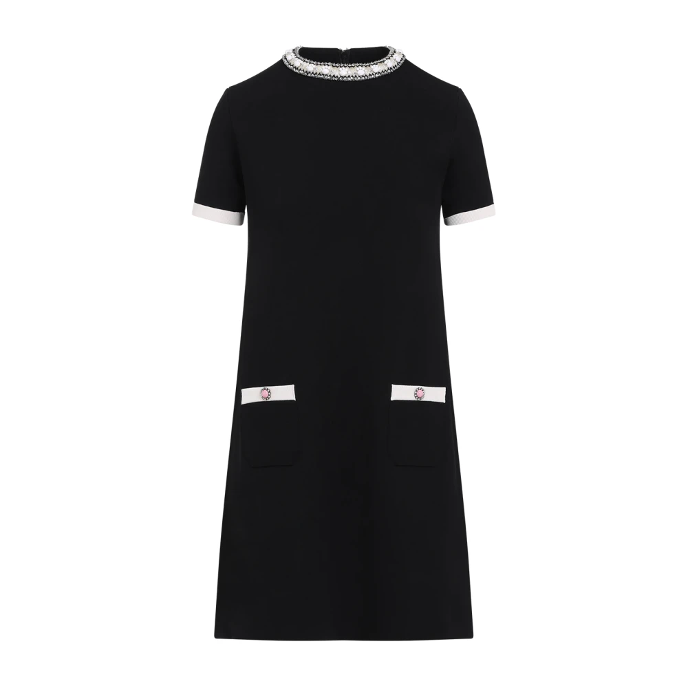 Valentino Garavani Elegante Zwarte Jurk met Kant Detail Black Dames