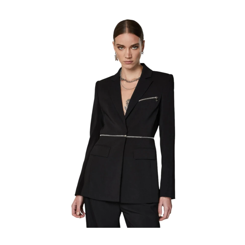 PATRIZIA PEPE Stijlvolle Jas voor Vrouwen Black Dames