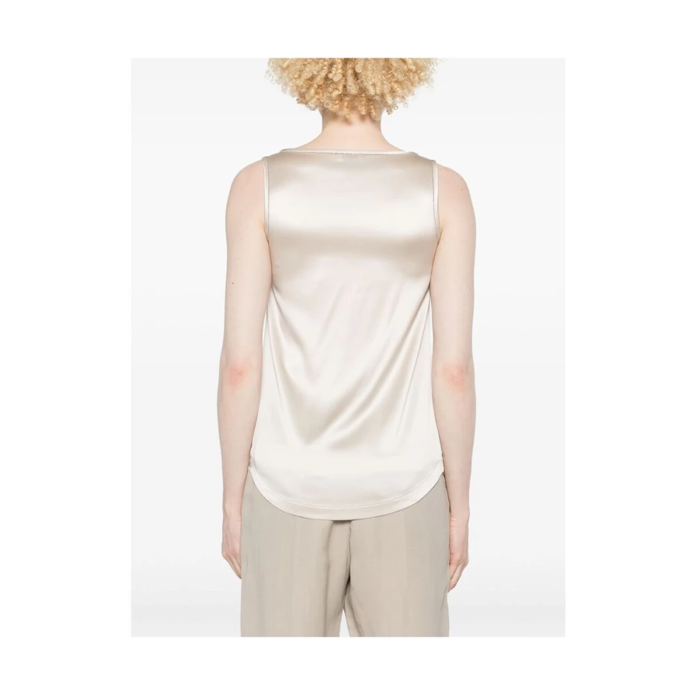 BRUNELLO CUCINELLI Lichtbeige Mouwloze Top White Dames