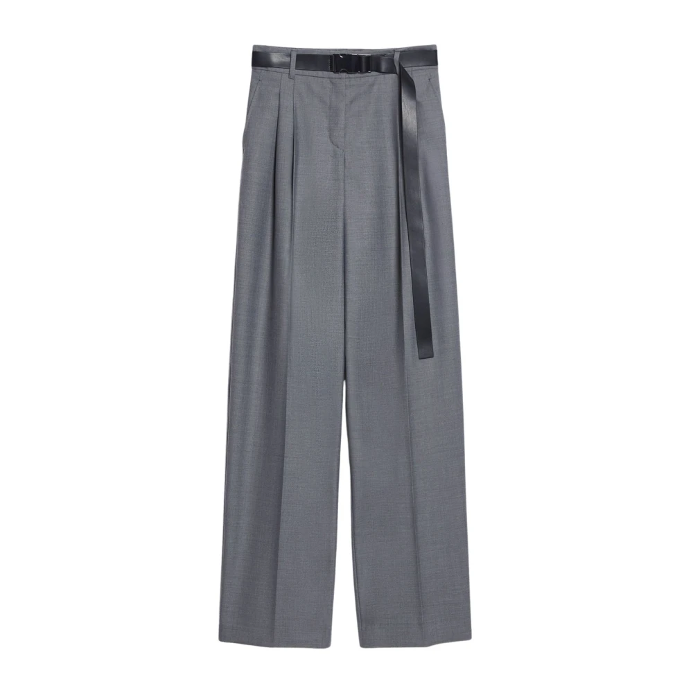 Max Mara Studio Wollen gabardine broek Gray Dames