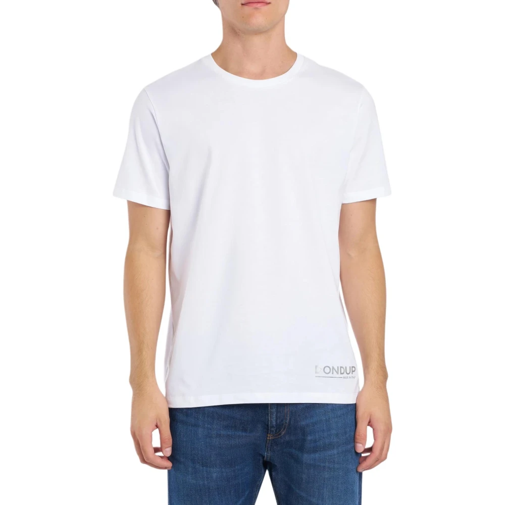 Dondup Mannelijk Wit Tops Heren, S, Katoen, Regular-Fit T-Shirt Met Ronde Hals