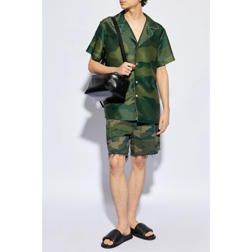 Balmain Shirt met Korte Mouwen Green Heren